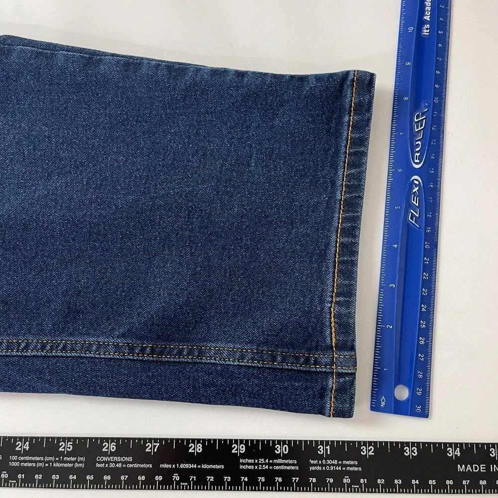 Levis Jeans Mens 38x32 Blue 505 Regular Straight Dark Wash Stretch Denim Cowboy